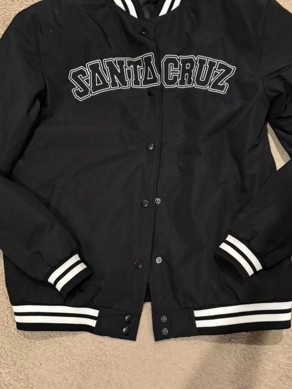 Santa Cruz Black Varsity Jacket with White Trim